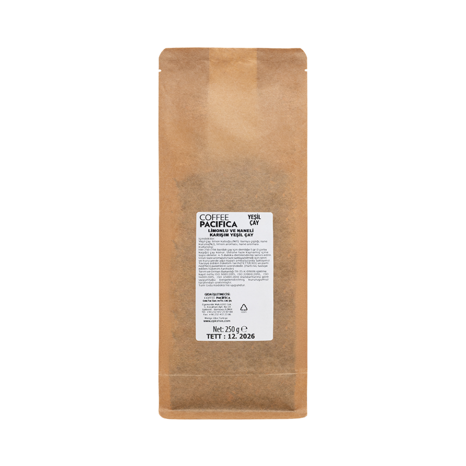Coffee Pacifica Limonlu ve Naneli Karışım Yeşil Çay (250 gr)